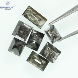 0.92 CT/7 Pcs, Baguette Diamond, Salt And Pepper Color, I3 Clarity