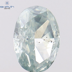0.17 CT Oval Shape Natural Diamond Greenish Blue Color SI2 Clarity (4.15 MM)
