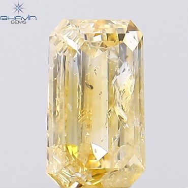 0.38 CT Emerald Shape Natural Diamond Orange Color I2 Clarity (5.17 MM)