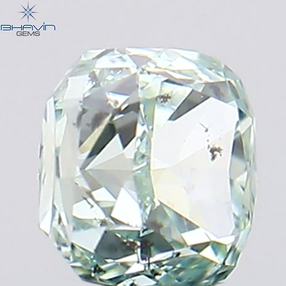 0.24 CT クッション シェイプ 天然ダイヤモンド ブルーイッシュ グリーン カラー SI1 クラリティ (3.18 MM)
