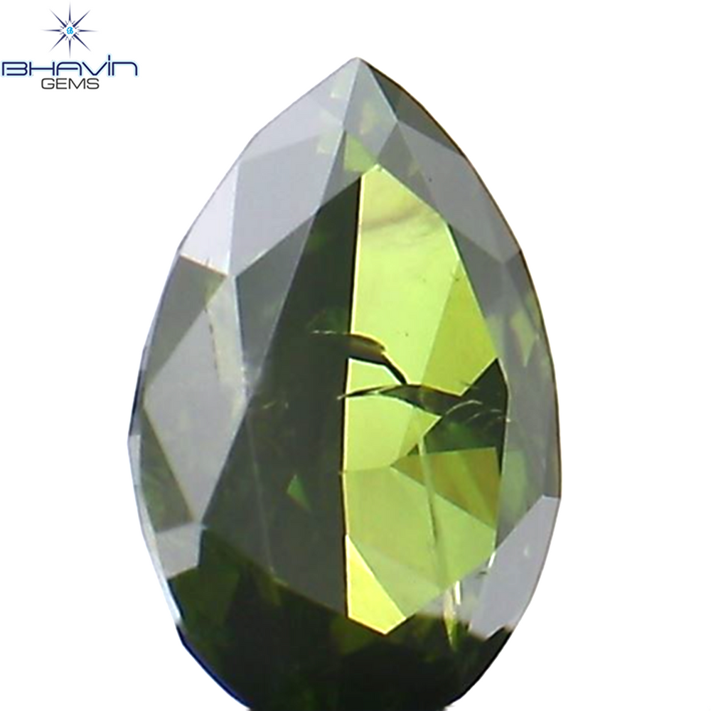 0.20 CT Pear Shape Natural Diamond Green Color I1 Clarity (4.70 MM)