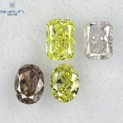 0.74 CT/4 Pcs Mix Shape Natural Diamond Pink-Yellow Color VS-SI Clarity (3.80 MM)