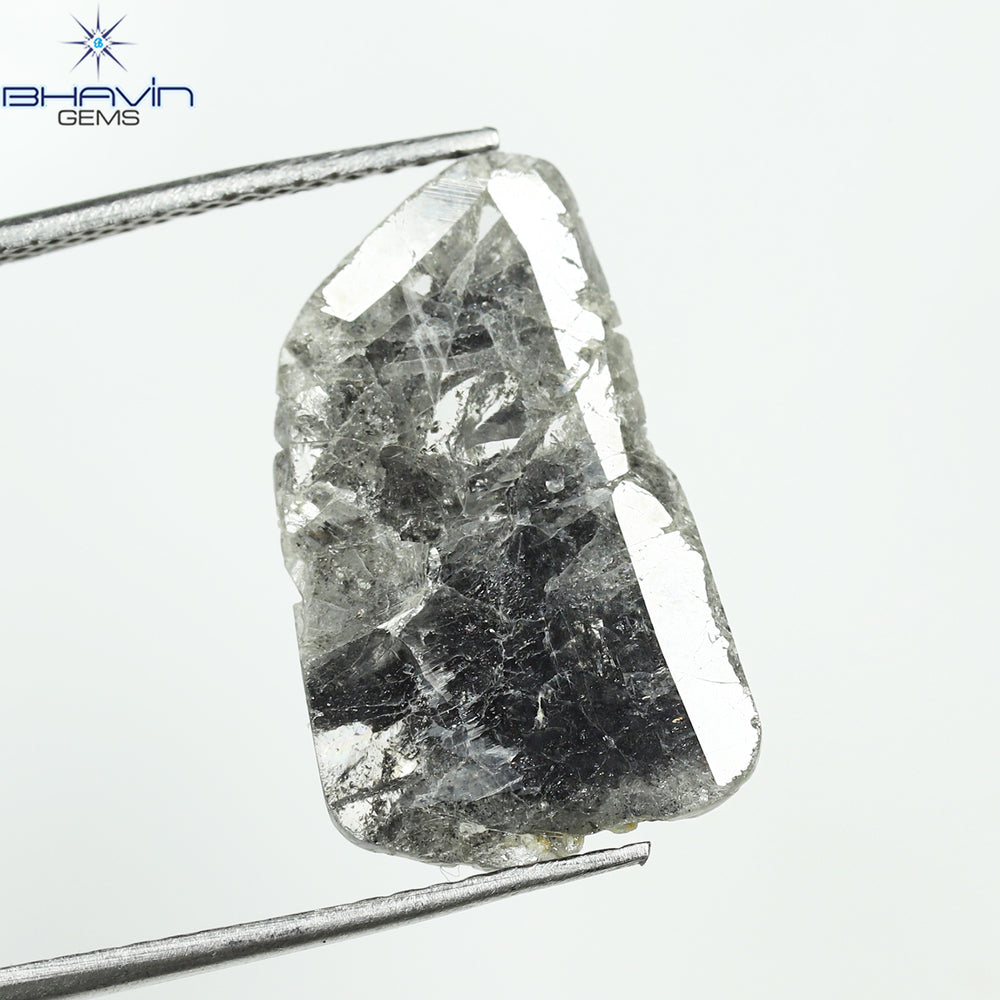 3.06 CT Slice Shape Natural Diamond Salt And Pepper Color I3 Clarity (17.50 MM)