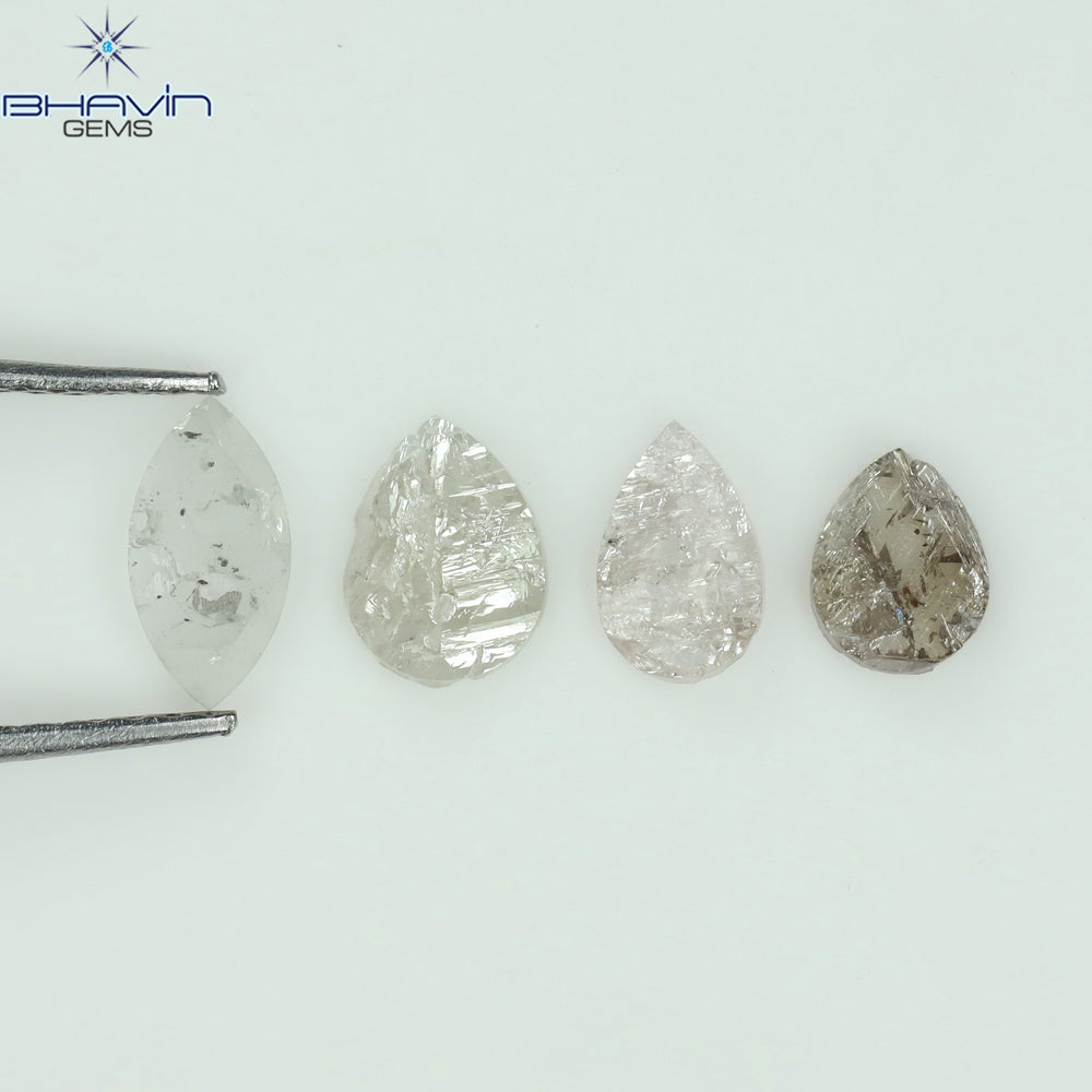 0.90 CT /4 Pcs Uncut Shape White Natural Loose Diamond I2 Clarity (7.25 MM)