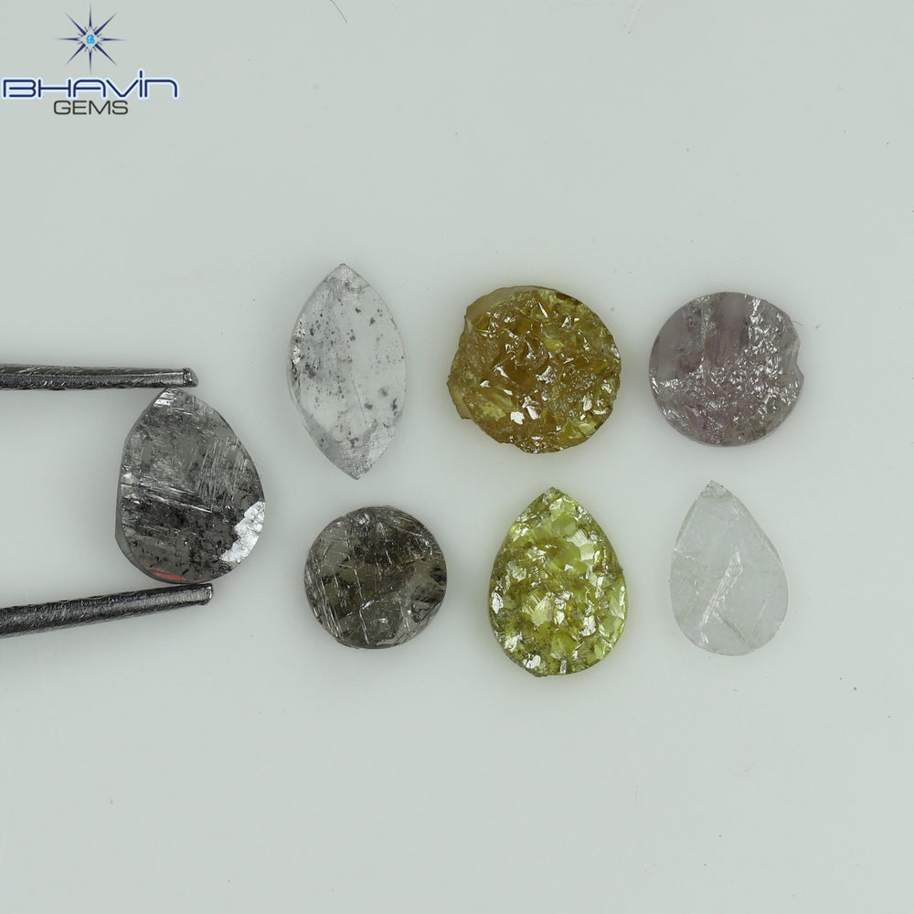 1.05 CT、ノーカット ポルキ シェイプ、天然ダイヤモンド、ブルー カラー、I3 クラリティ (5.42 MM)