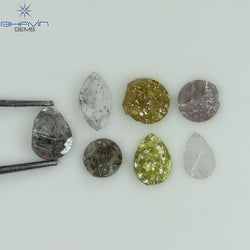 1.05 CT、ノーカット ポルキ シェイプ、天然ダイヤモンド、ブルー カラー、I3 クラリティ (5.42 MM)