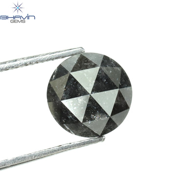 1.53 CT Round Rose Cut Shape Natural Diamond Salt And Pepper Color I3 Clarity (7.30 MM)