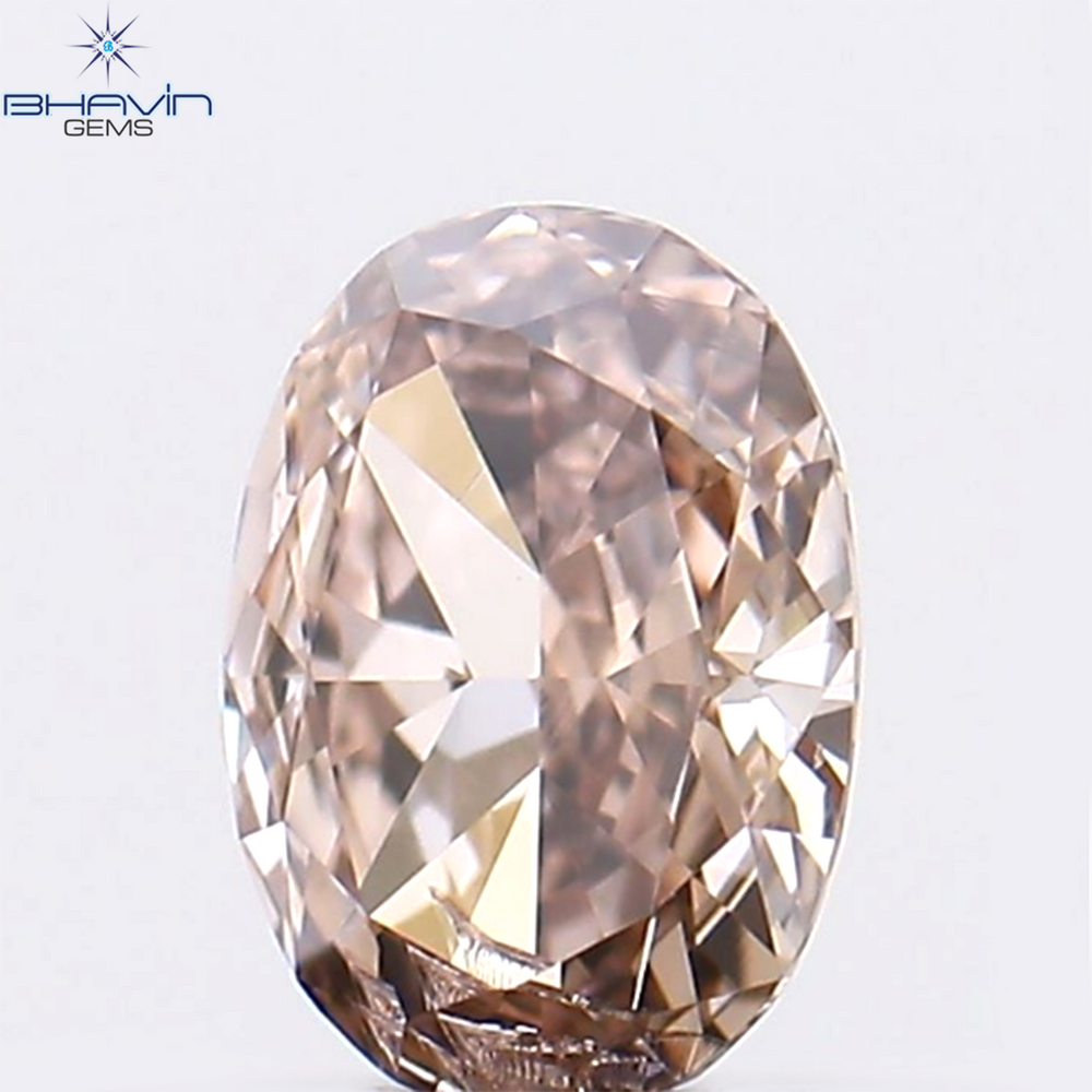 0.24 CT Oval Shape Natural Diamond Brown-Pink Color SI1 Clarity (4.46 MM)