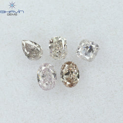 0.58 CT/5 Pcs Mix Shape Natural Diamond Pink Color SI2 Clarity (3.40 MM)