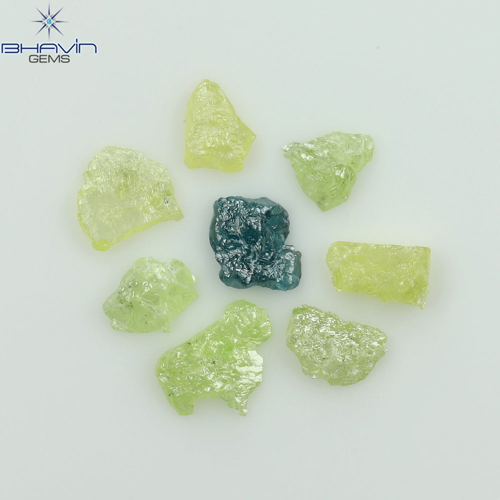 0.72 CT/8 PCS Rough Shape Enhanced Mix Color Natural Diamond I3 Clarity (4.70 MM)
