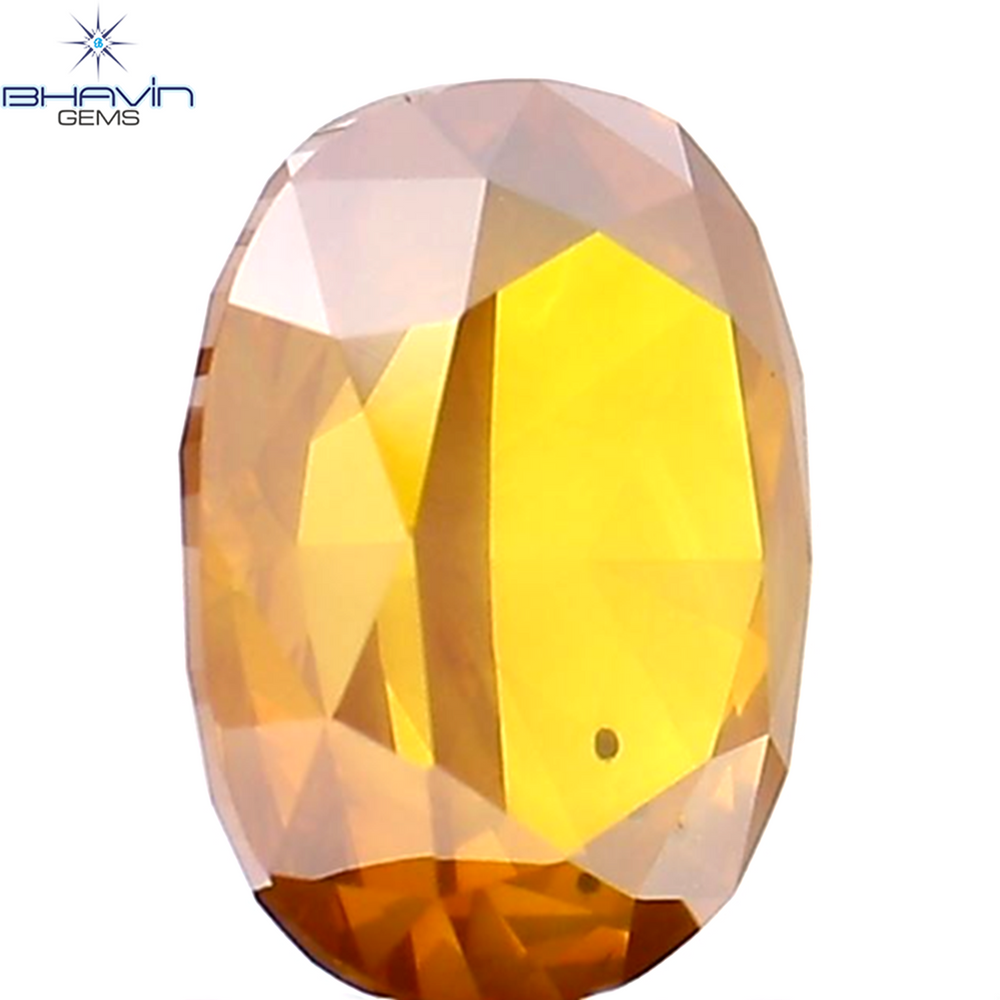 1.03 CT Oval Shape Natural Diamond Orange Yellow Color SI2 Clarity (6.80 MM)