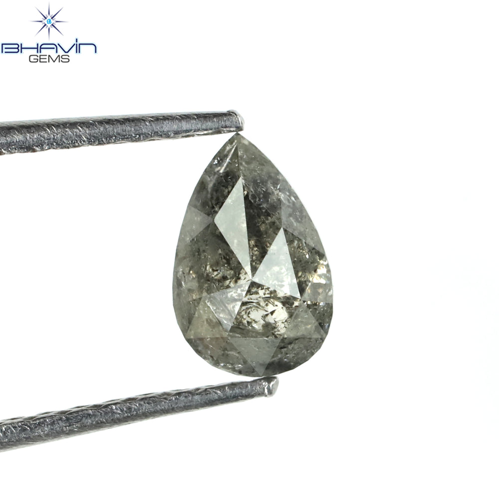 0.58 CT Pear Shape Natural Loose Diamond Salt And Pepper Color I3 Clarity (6.53 MM)