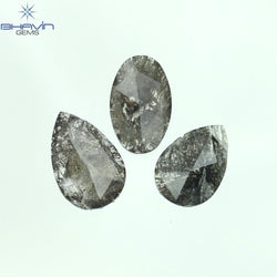 1.54 CT/3 Pcs Mix Slice Shape Natural Diamond  Salt And Pepper Color I3 Clarity (9.82 MM)