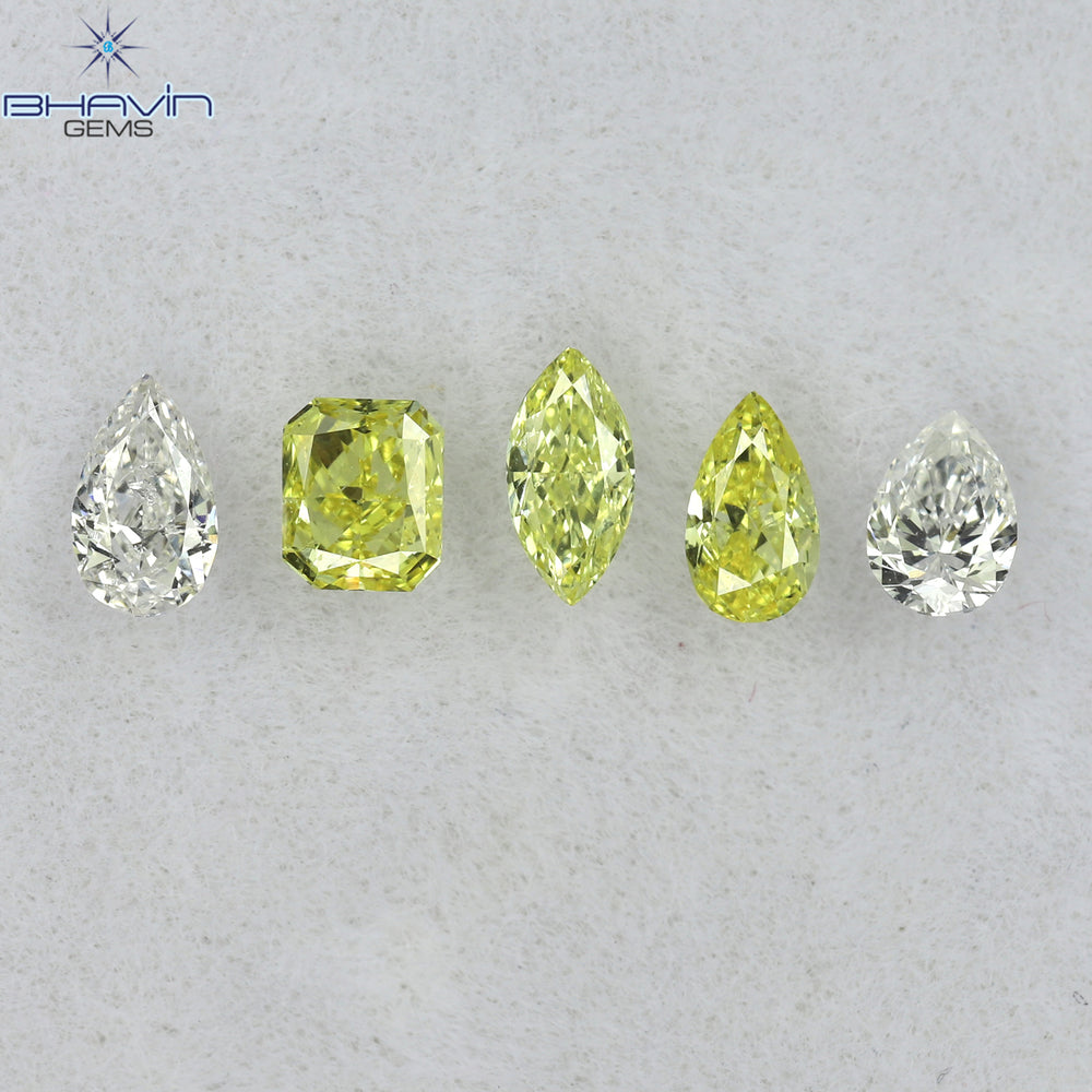 0.40 CT/5 Pcs Mix Shape Natural Diamond Pink-Yellow Color VS-SI Clarity (4.05 MM)