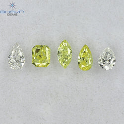 0.40 CT/5 Pcs Mix Shape Natural Diamond Pink-Yellow Color VS-SI Clarity (4.05 MM)
