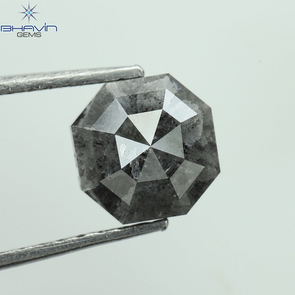 1.50 CT エメラルド シェイプ ナチュラル ルース ダイヤモンド ソルト アンド ペッパー カラー I3 クラリティ (6.38 MM)