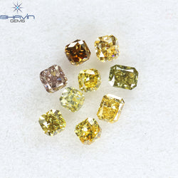 0.81 CT/9 Pcs Radiant Shape Natural Diamond Mix Color VS2 Clarity (2.93 MM)