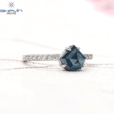 Pentagon Diamond Blue Color Natural Diamond Ring Engagement Ring