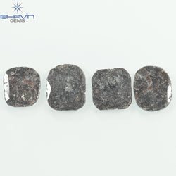 5.80 CT/4 Pcs Cushion Slice Shape Natural Diamond Salt And Pepper Color I3 Clarity (11.04 MM)