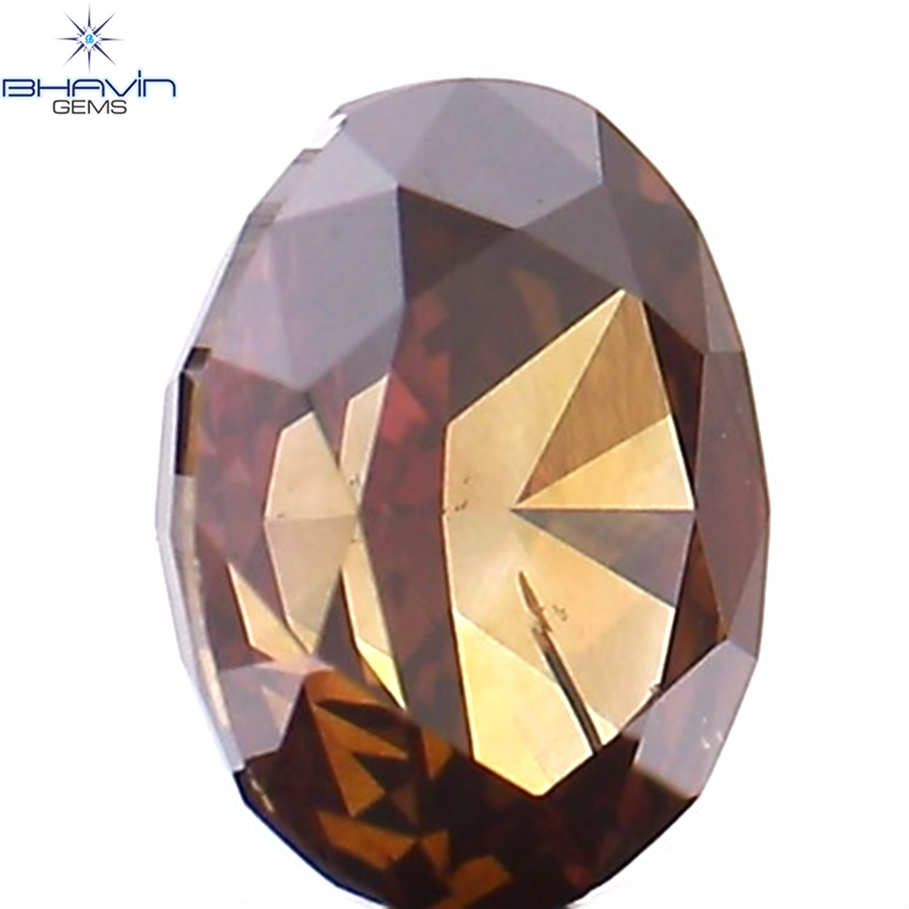 0.29 CT Oval Shape Natural Diamond Enhanced Brown Pink Color VS2 Clarity (4.39 MM)