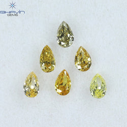 0.61 CT/6 Pcs Pear Shape Natural Diamond Mix Color VS2 Clarity (3.97 MM)
