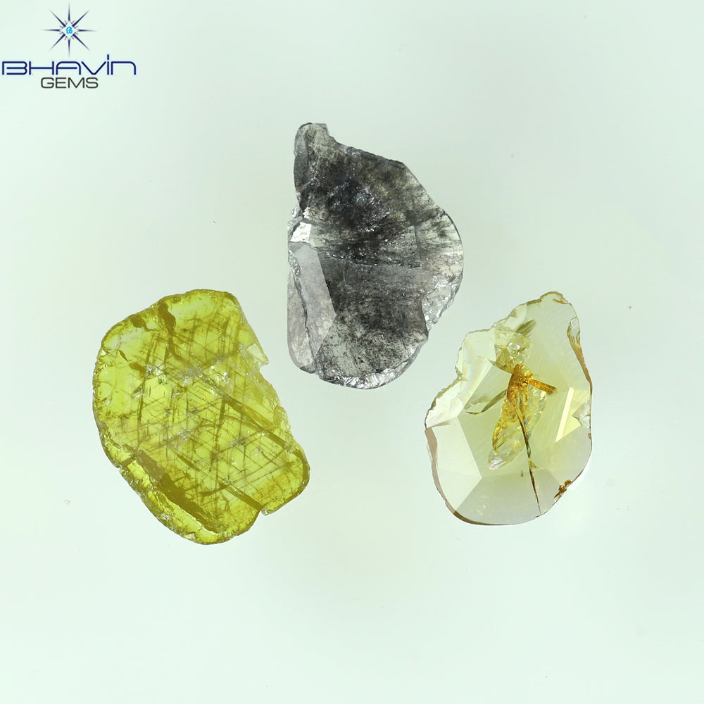 1.16 CT/3 Pcs Rosecut Polki Shape Natural Diamond  Fancy Color I3 Clarity (8.92 MM)