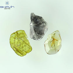 1.16 CT/3 Pcs Rosecut Polki Shape Natural Diamond  Fancy Color I3 Clarity (8.92 MM)
