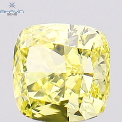 0.32 CT Cushion Shape Natural Diamond Yellow Color VS1 Clarity (3.80 MM)