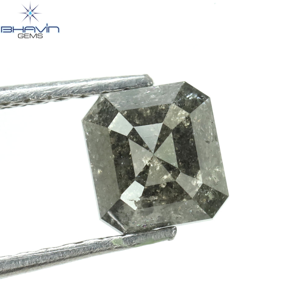 1.00 CT アッシャー シェイプ ナチュラル ダイヤモンド ソルト アンド ペッパー カラー I3 クラリティ (5.72 MM)