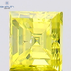 0.14 CT Square Cut Natural Diamond Enhanced Yellow Color SI1 Clarity (2.78 MM)