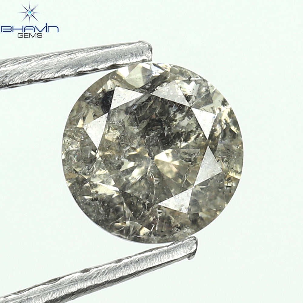 0.41 CT Round Shape Natural Loose Diamond Salt And Pepper Color I3 Clarity (4.77 MM)
