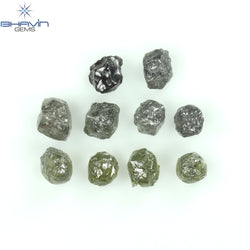 5.29 CT/10 PCS Rough Shape Grey Color Natural Diamond I3 Clarity (4.14 MM)