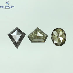 1.03 CT/3 PCS Mix Shape Natural Diamond Salt And Pepper Color I3 Clarity (6.10 MM)