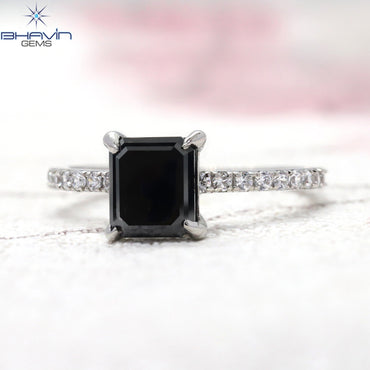 Emerald Diamond Natural Diamond Ring Black Color Gold Ring Engagement Ring