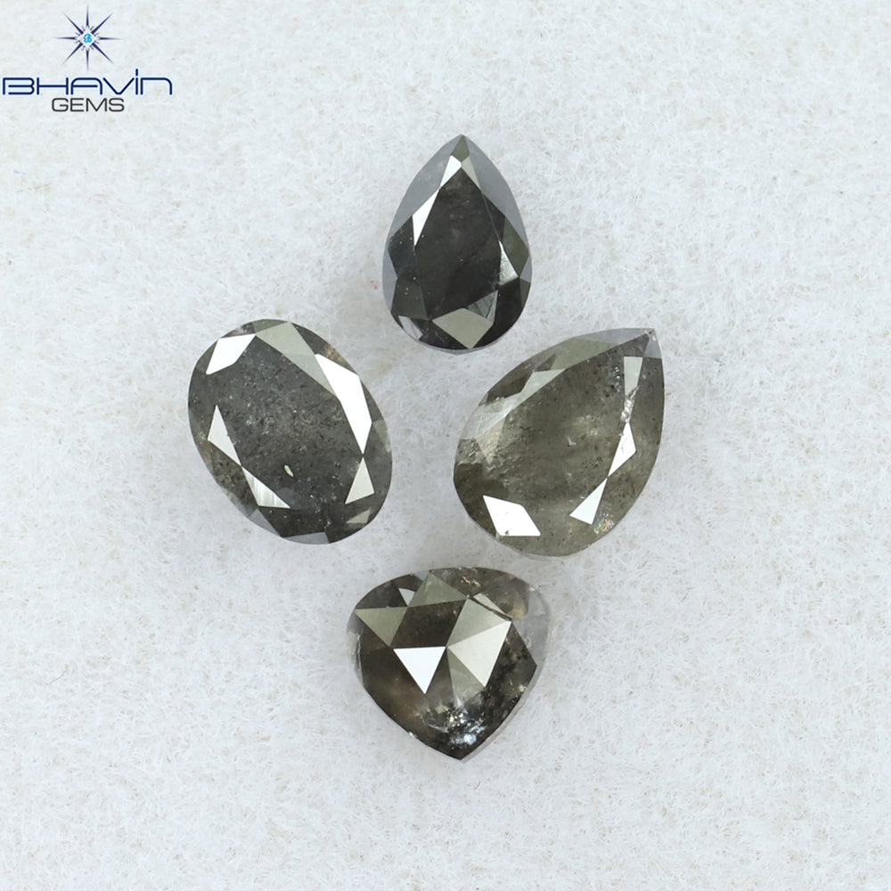 0.83 CT/4 PCS Mix Shape Natural Diamond Salt And Pepper Color I3 Clarity (4.95 MM)