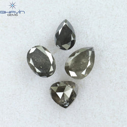 0.83 CT/4 PCS Mix Shape Natural Diamond Salt And Pepper Color I3 Clarity (4.95 MM)