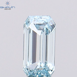 0.09 CT エメラルド シェイプ ナチュラル ダイヤモンド グリーンがかったブルー カラー VS1 クラリティ (3.58 MM)