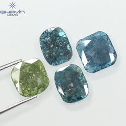2.81 CT/4 Pcs Slice Shape Natural Diamond Blue Green Color I3 Clarity (8.48 MM)