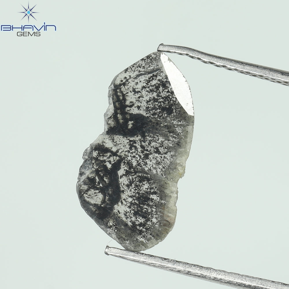 1.10 CT Slice Shape Natural Diamond Salt And Pepper Color I3 Clarity (14.00 MM)