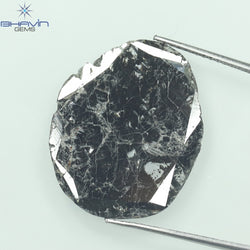 6.38 CT Slice Shape Natural Diamond Salt And Pepper Color I3 Clarity (22.00 MM)