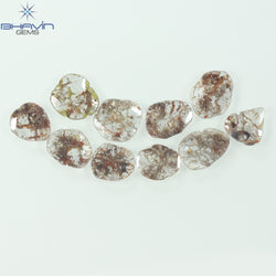 5.21 CT/10 Pcs Slice Shape Natural Loose Diamond Brown Color I3 Clarity (9.76 MM)