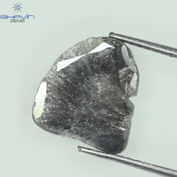 1.39 CT Slice Shape Natural Diamond Salt And Pepper Color I3 Clarity (10.77 MM)