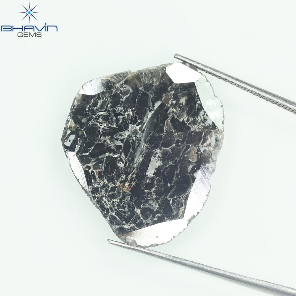 8.36 CT Slice Shape Natural Diamond Salt And Pepper Color I3 Clarity (25.00 MM)