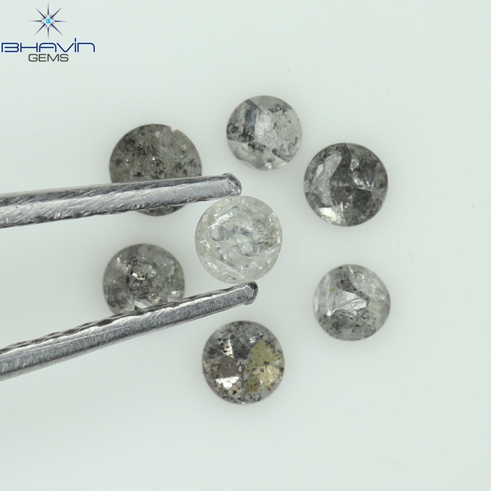 0.31 CT/7 Pcs Uncut Shape Salt And Pepper Color Natural Loose Diamond I3 Clarity (2.28 MM)