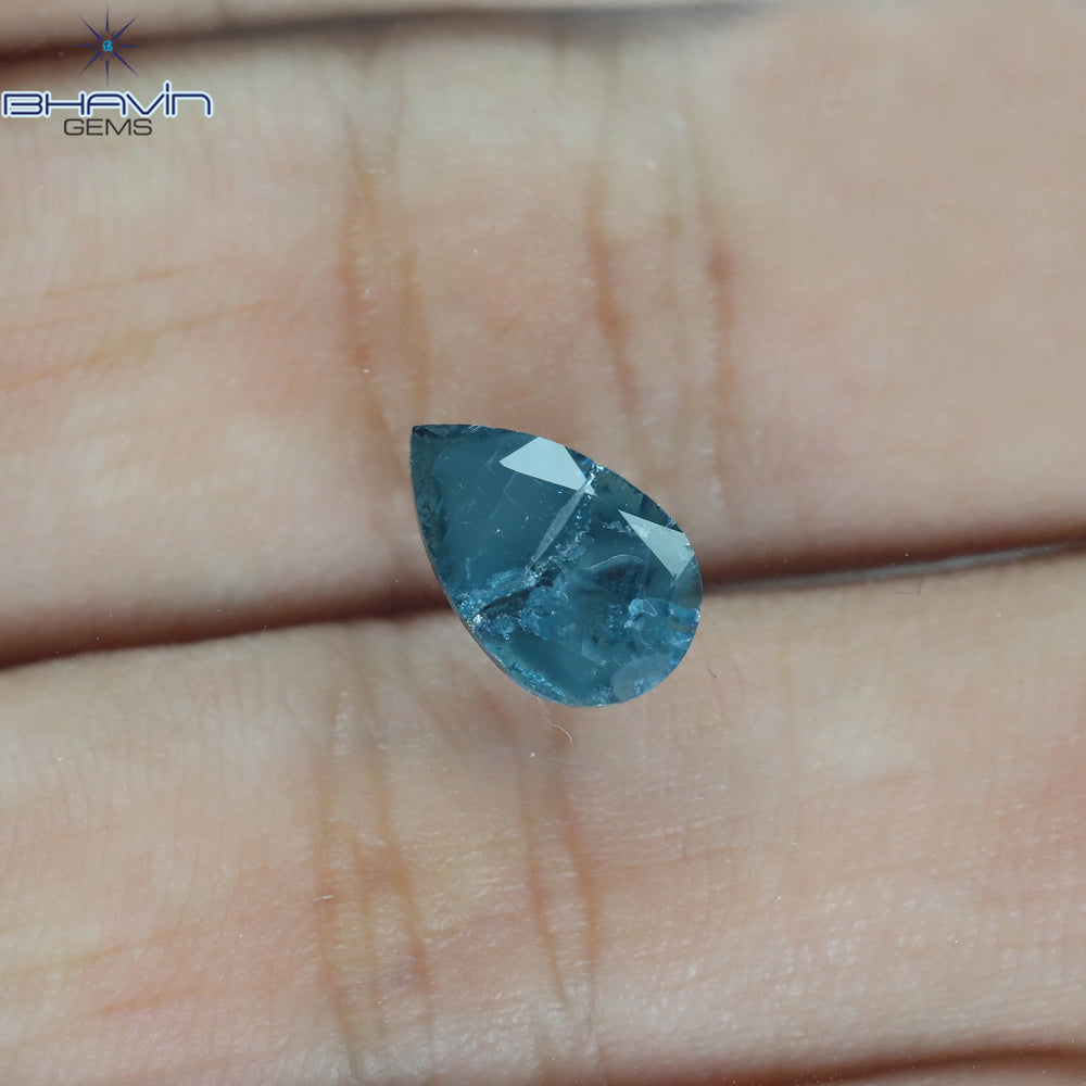 0.61 CT Pear Shape Natural Diamond Blue Color I3 Clarity (9.50 MM)