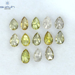 1.39 CT/13 Pcs Pear Shape Natural Diamond Mix Color SI Clarity (4.20 MM)