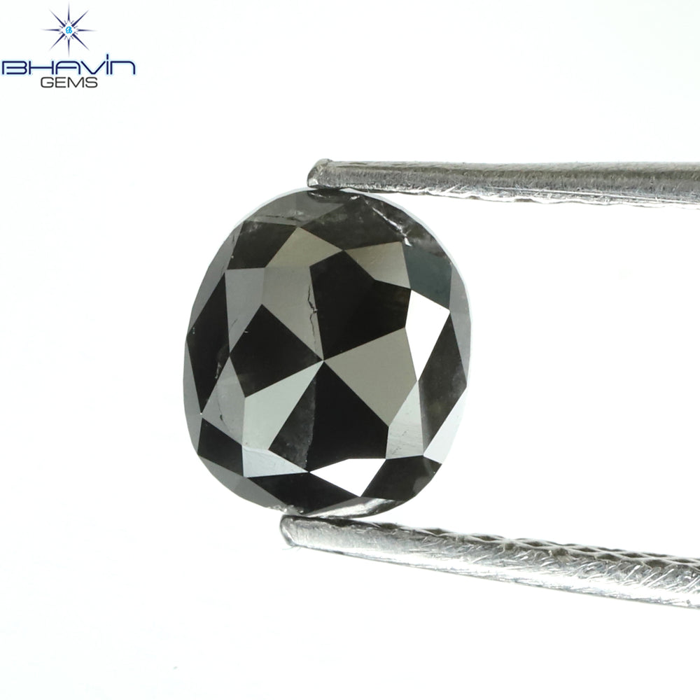 0.77 CT Oval Shape Natural Diamond Black Color I3 Clarity (5.95 MM)