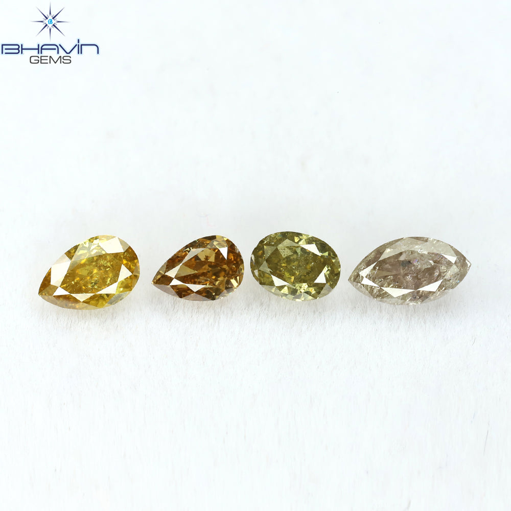 0.93 CT/4 Pcs Heart Shape Natural Diamond Mix Color SI2 Clarity (5.75 MM)