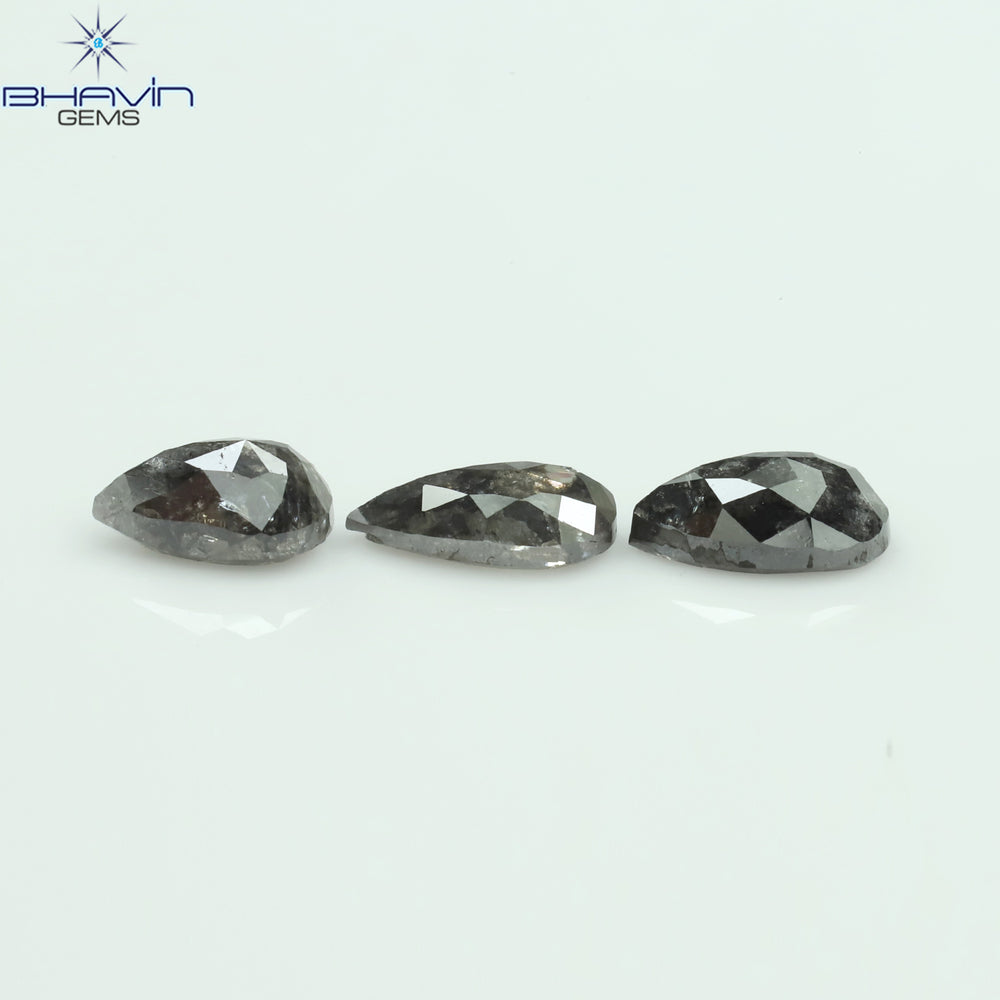 1.25 CT/3 Pcs Pear Shape Natural Loose Diamond Salt And Pepper Color I3 Clarity (6.20 MM)