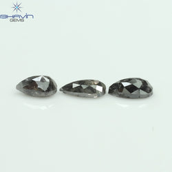 1.25 CT/3 Pcs Pear Shape Natural Loose Diamond Salt And Pepper Color I3 Clarity (6.20 MM)